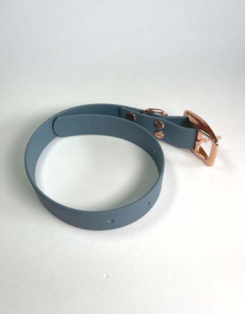 LEASh Pet Collar Biothane - Dusty Blue Rose Hardware