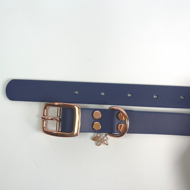 LEASh Pet Collar Biothane - Berry Blue Rose Hardware