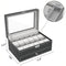 StitchesandTweed 12 Slot Watch Box 2 Tier Organizer - Black