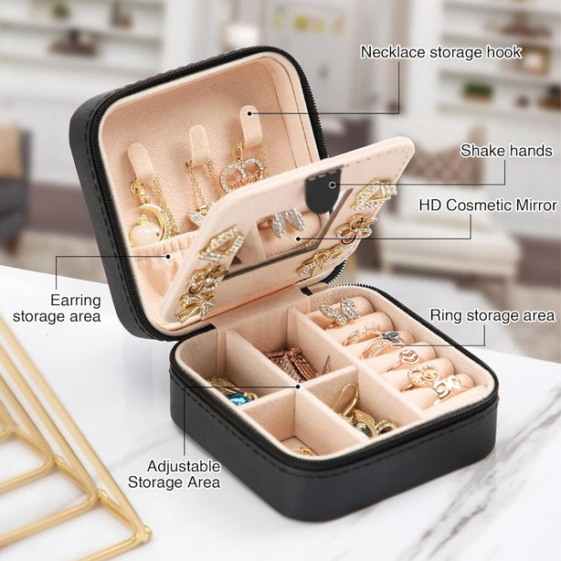 StitchesandTweed Dford Jewellery Box with Mirror - Noir