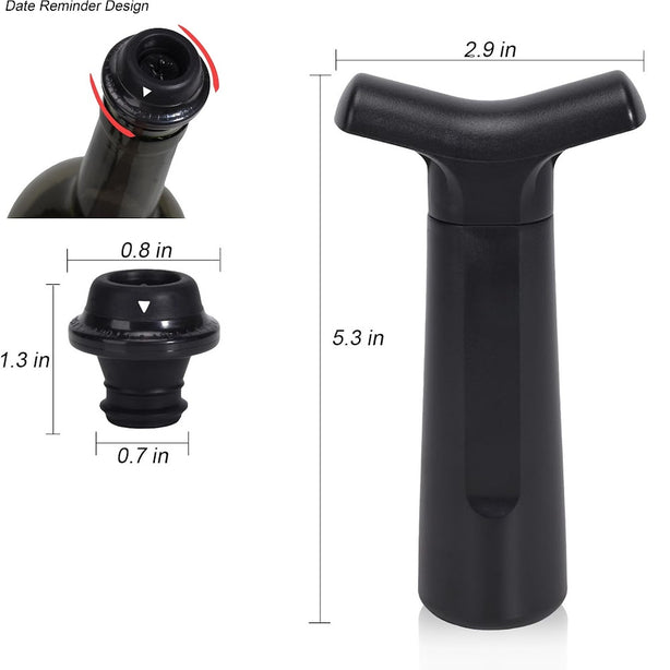 StitchesandTweed Wine Saver Manual Pump with 2 Stoppers