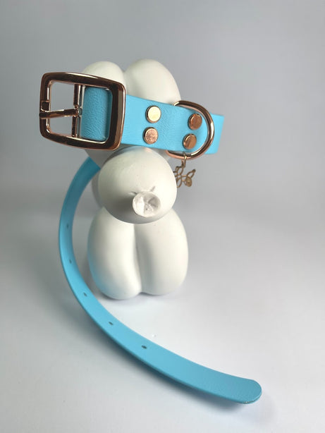 LEASh Pet Collar Biothane - Sky Blue Rose Hardware