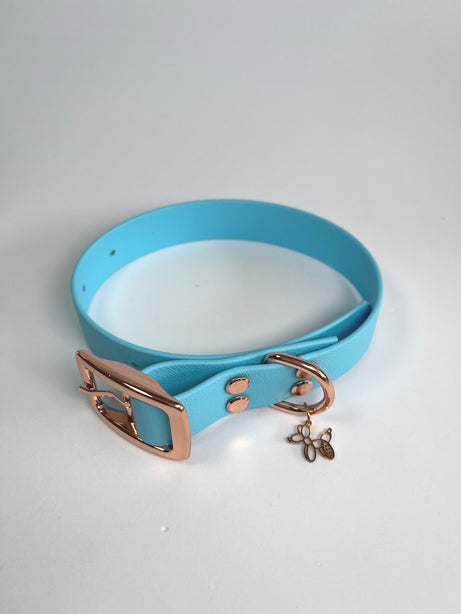 LEASh Pet Collar Biothane - Sky Blue Rose Hardware