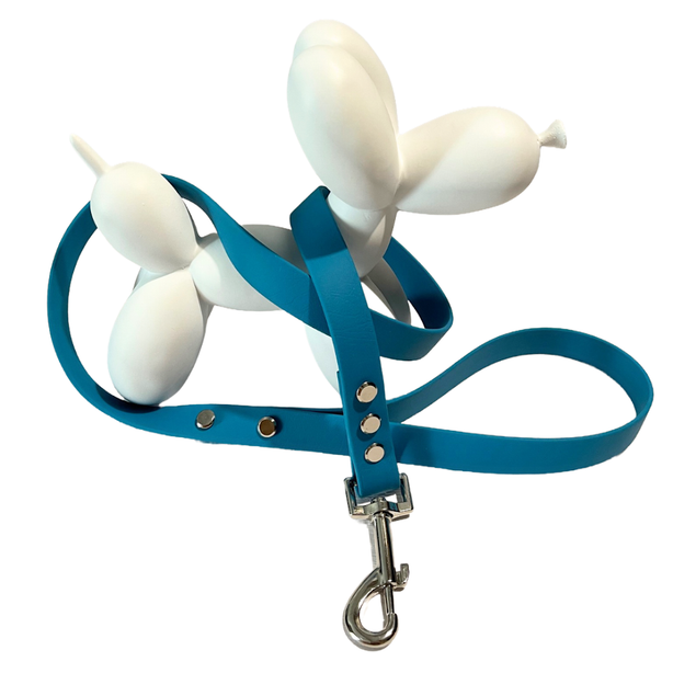 LEASh Pet Leash Biothane - Ocean Blue Silver Hardware