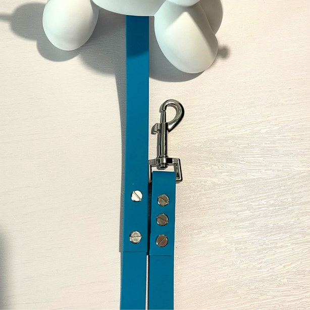 LEASh Pet Leash Biothane - Ocean Blue Silver Hardware