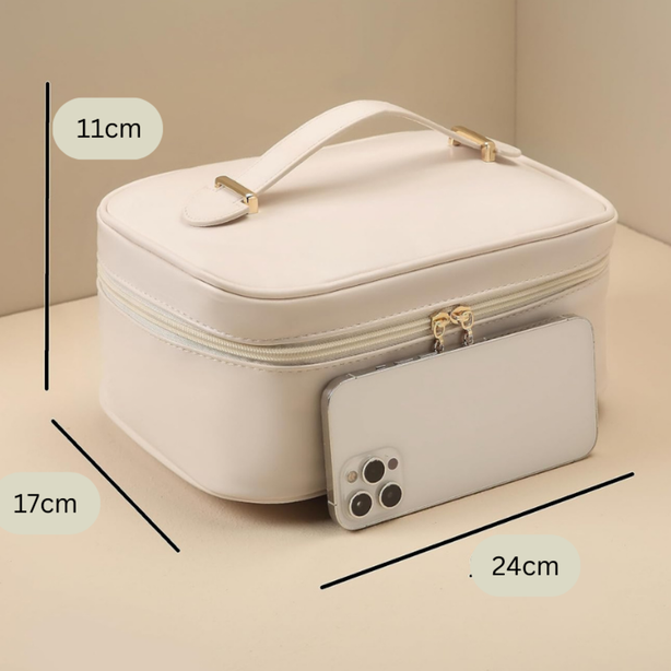 StitchesandTweed Craie Vegan Leather Travel Make Up Cosmetic Bag