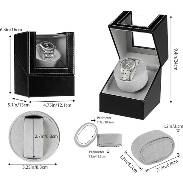 StitchesandTweed Automated Single Watch Winder - Black
