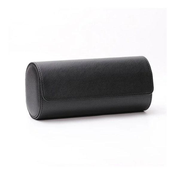 StitchesandTweed Leather 3 Slot Watch Roll Holder Organizer - Black