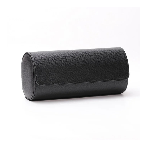 StitchesandTweed Leather 3 Slot Watch Roll Holder Organizer - Black