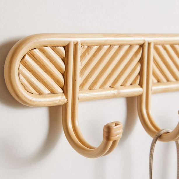 StitchesandTweed Rattan Wall Hook and Rattan Towel Holder - Natural Bundle Deal