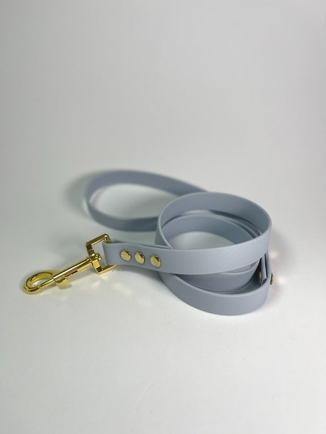LEASh Pet Leash Biothane - Arctic Blue Gold Hardware