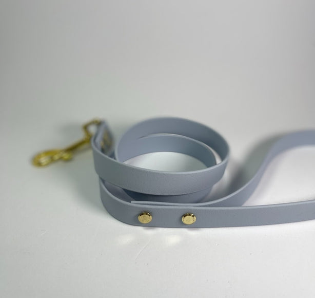 LEASh Pet Leash Biothane - Arctic Blue Gold Hardware