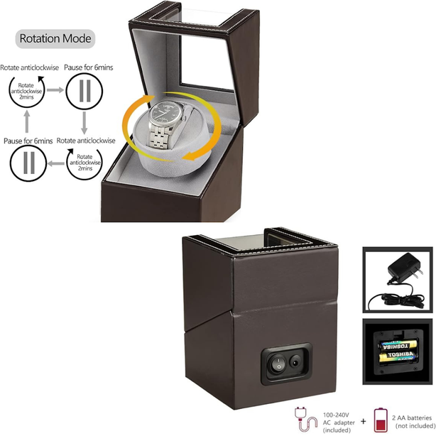 StitchesandTweed Automated Single Watch Winder - Brown