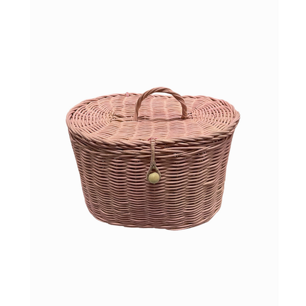 StitchesandTweed Pomron Rattan Storage Box Pink
