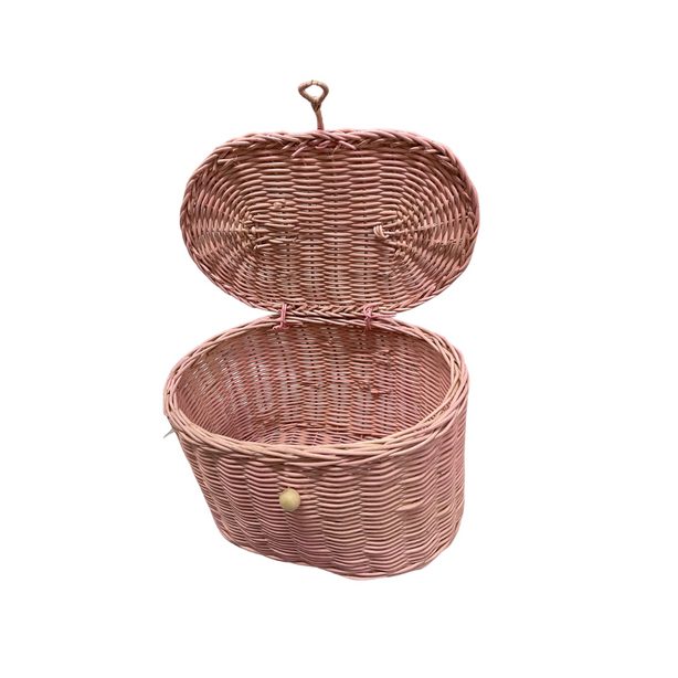 StitchesandTweed Pomron Rattan Storage Box Pink