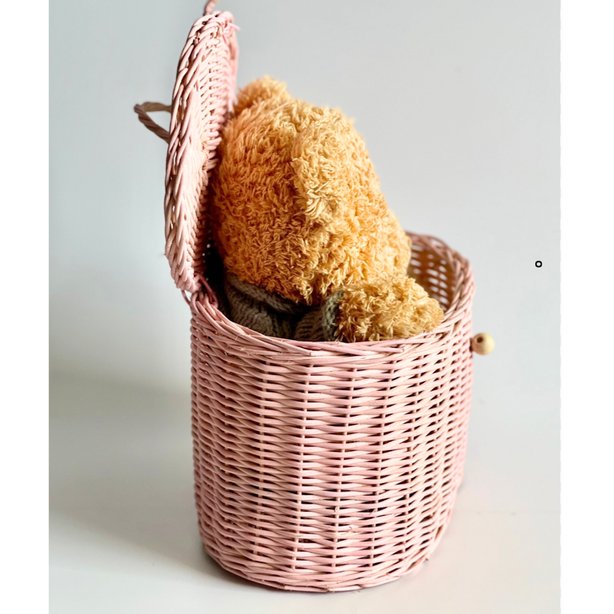 StitchesandTweed Pomron Rattan Storage Box Pink