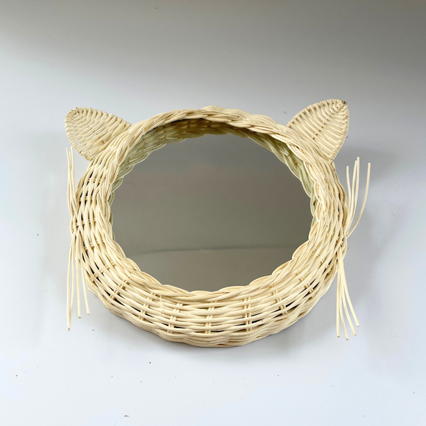 StitchesandTweed Rattan Cat Mirror