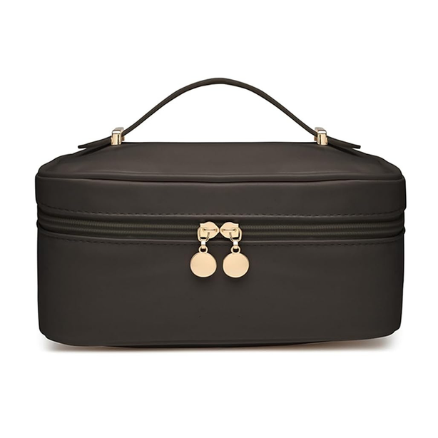StitchesandTweed Noir Vegan Leather Travel Make Up Cosmetic Bag