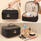 StitchesandTweed Noir Vegan Leather Travel Make Up Cosmetic Bag
