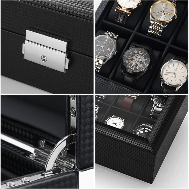 StitchesandTweed Matte Leatherette 12 Slot Watch Organizer Case