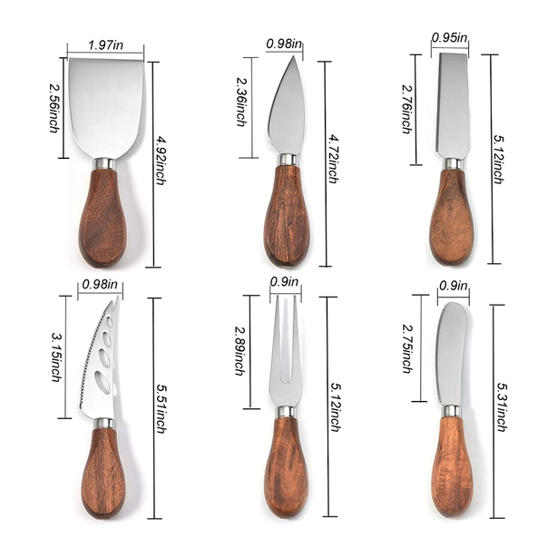 StitchesandTweed 6 Piece Stainless Steel Cheese Knife Collection