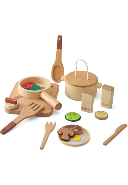 StitchesandTweed Kitchen Set for Kids Toddler Play Pretend Cooking Playset