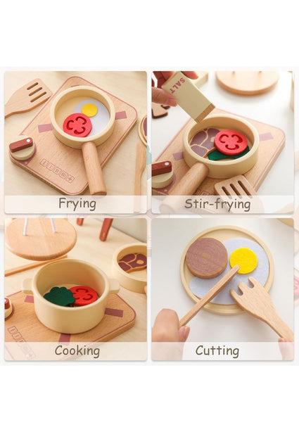 StitchesandTweed Kitchen Set for Kids Toddler Play Pretend Cooking Playset
