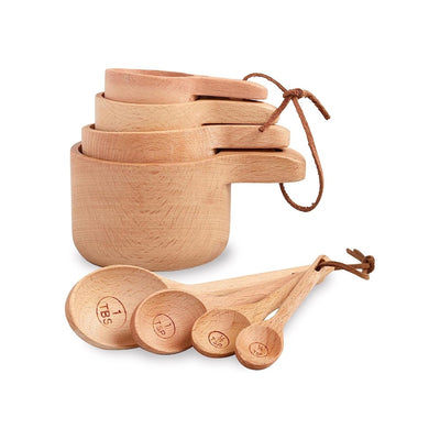 StitchesandTweed Natural Wood Measuring Cups and Spoon Set