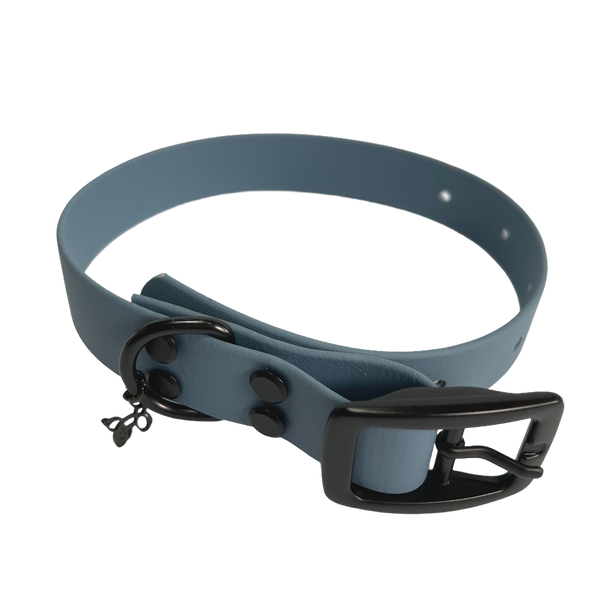 LEASh Pet Collar Biothane - Dusty Blue Black Hardware