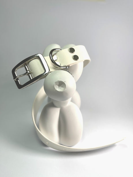 LEASh Pet Collar Biothane - Silver White