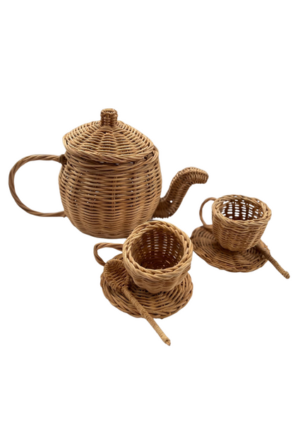 StitchesandTweed Rattan Toy Teapot Set