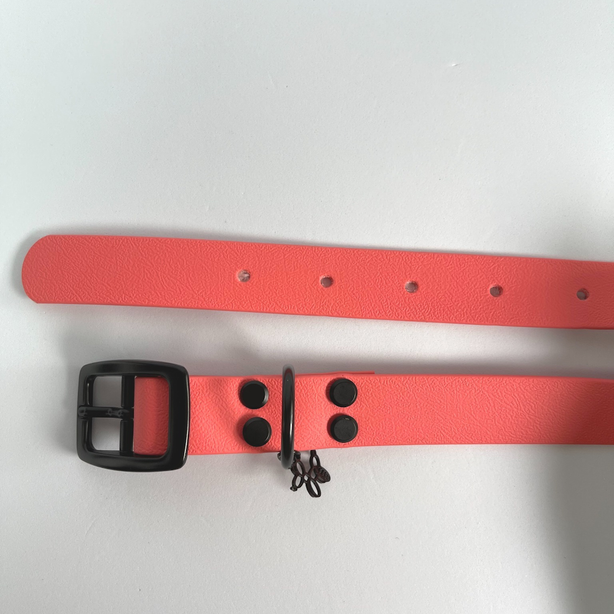 LEASh Pet Collar Biothane - Taffy Pink Black Hardware