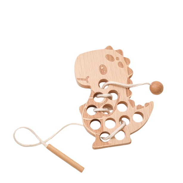 StitchesandTweed Dinosaur Lacing Toy Montessori Learning