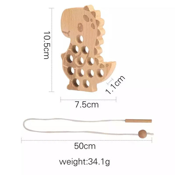 StitchesandTweed Dinosaur Lacing Toy Montessori Learning