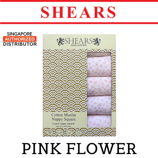 Shears Baby Nappy 5PCS Cotton Nappy Square Pink Flower