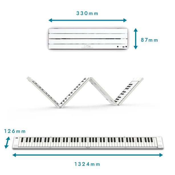 Blackstar Carry-On Folding Piano 88 Keys Touch (Midi Over Bluetooth) With Built-In Speakers – White