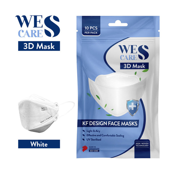 Wes Cares 3D Premium Face Mask [20Pc] (KF94 Design) | Made In Singapore | BFE 99.9% UV Sterilised (Local Delivery Only)