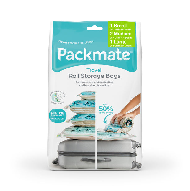 Pack Mate Travel/Roll Vacuum Storage Bags (4 in 1 Combo Set)