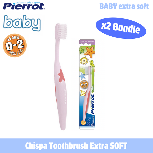 Pierrot Baby Toothbrush Extra Soft (Age 0-2) (Bundle of 2)