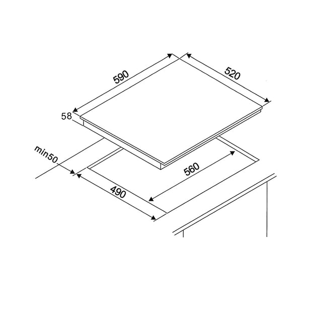 Tecno-TIH638PS 3-Zone 60cm Induction Hob with Power Sharing Technology