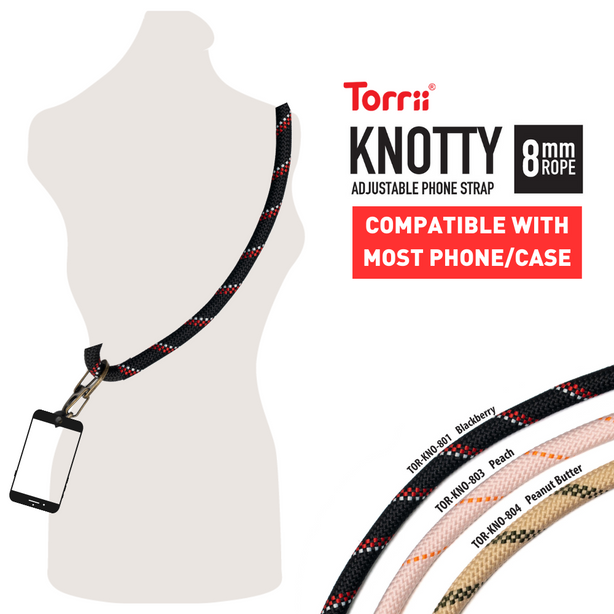 TORRII KNOTTY 8mm Rope Phone Strap compatible with most Phones and Case