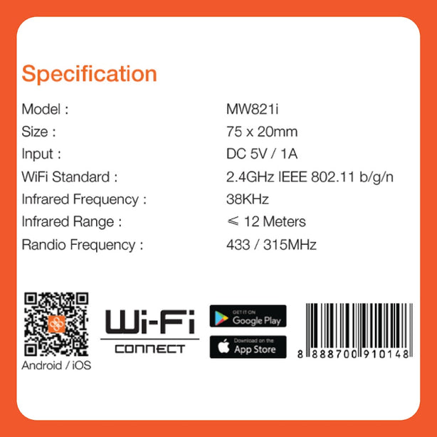 MOWE MW821i Universal IR+RF Remote Control