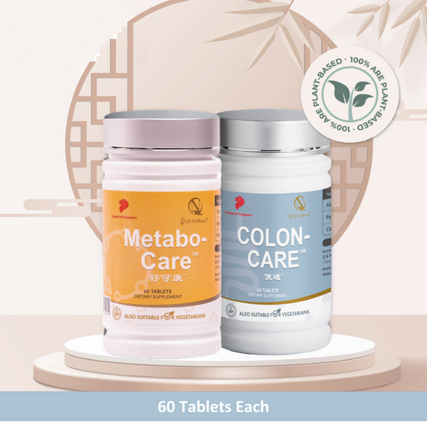 QN Wellness Metabo-Care™ & Colon-Care™ [Pairing Bundle]- 60 Caplets x 2 boxes [Value Pack]