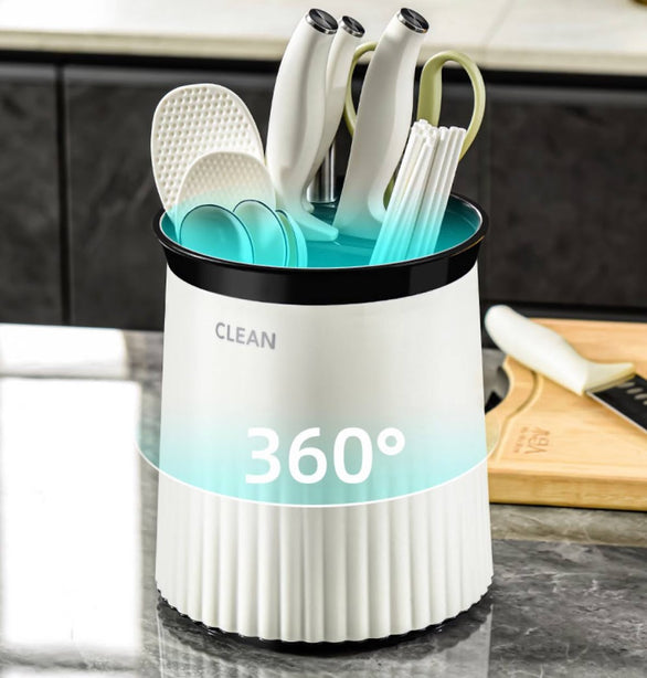 Minimalist Rotating Utensil Organizer with removable tray