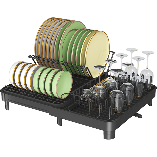 Modern Retractable Dish drying rack with cup cutlery and chopsticks drain holder