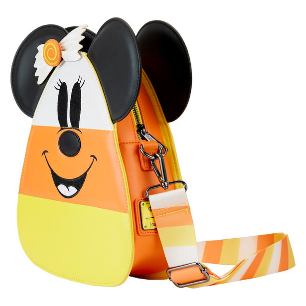LOUNGEFLY DISNEY MICKEY AND MINNIE CANDY CORN CROSSBODY