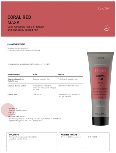 Lakme Teknia Rrefresh Coral Red Mask 250ml