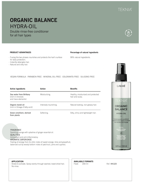 Lakme Teknia Organic Balance Hydra-Oil 200ml