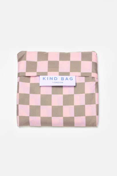 Kind Bag Medium Checkerboard Teal and Beige