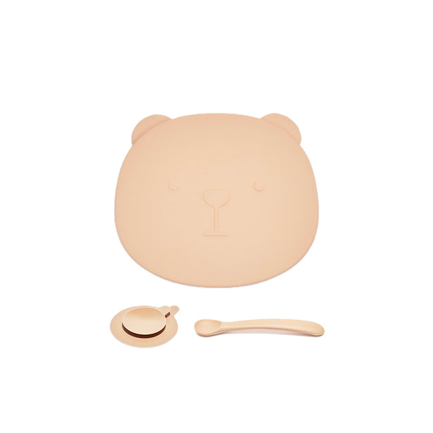 Poled Kid Silicone Suction Tableware Set - BROWN